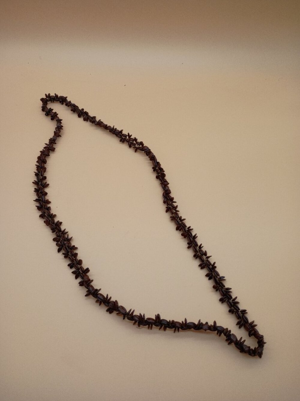 Tiki Wooden Seed Beaded Necklace Vintage 36# Unisex Hawaii